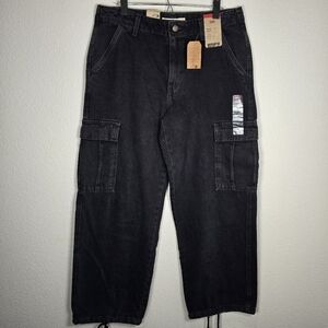 NWT Levi's '94 Baggy Black Cargo 31x30 Denim Pants Twill Adjustable Hem Mid Rise